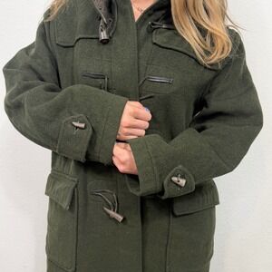 Gloversall London Duffle Coat Hooded Wool Toggle Gold Label Green 40 VTG 60's